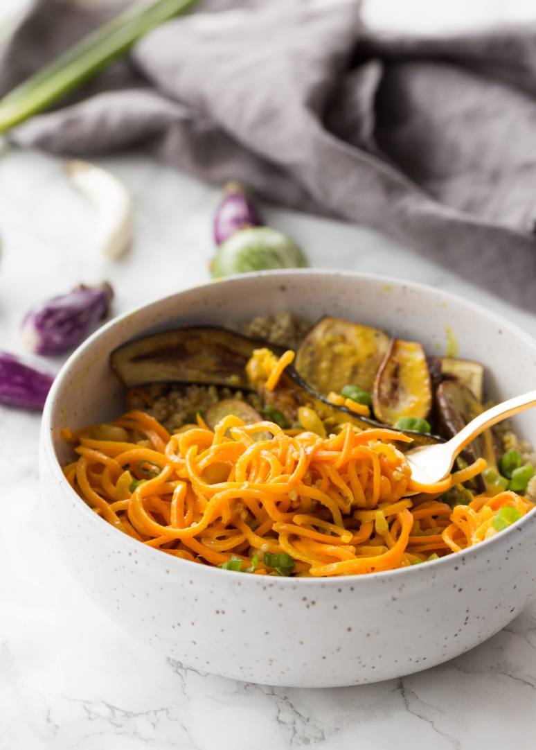 Curried Coconut Carrot Bowls with Eggplant