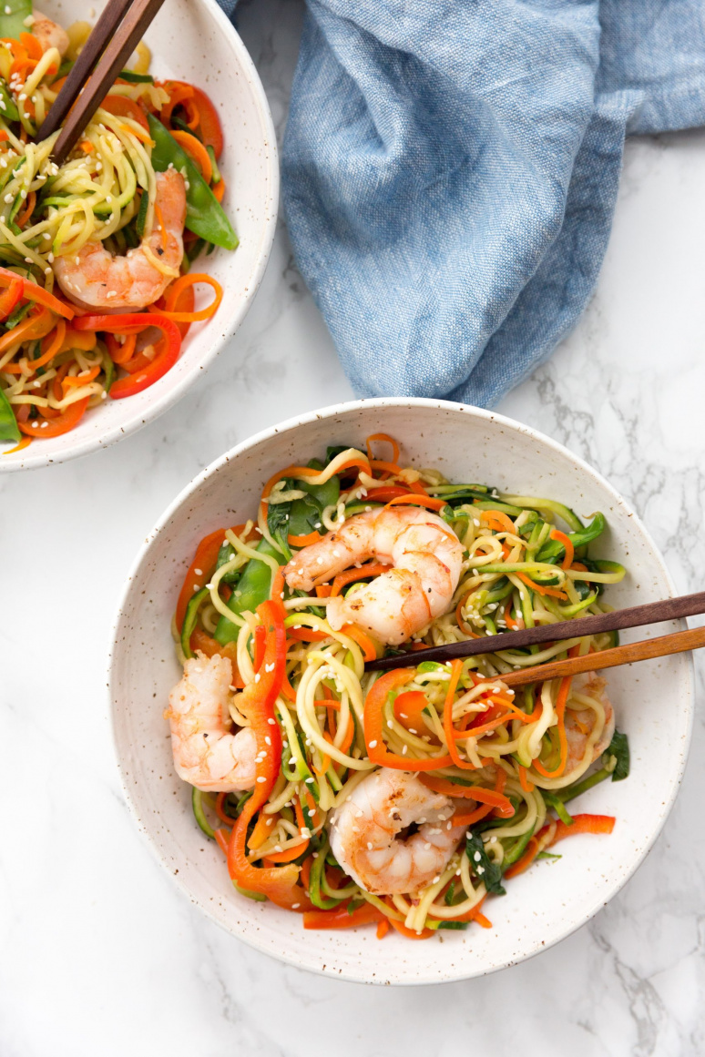 Shrimp Lo Mein with Zucchini Noodles