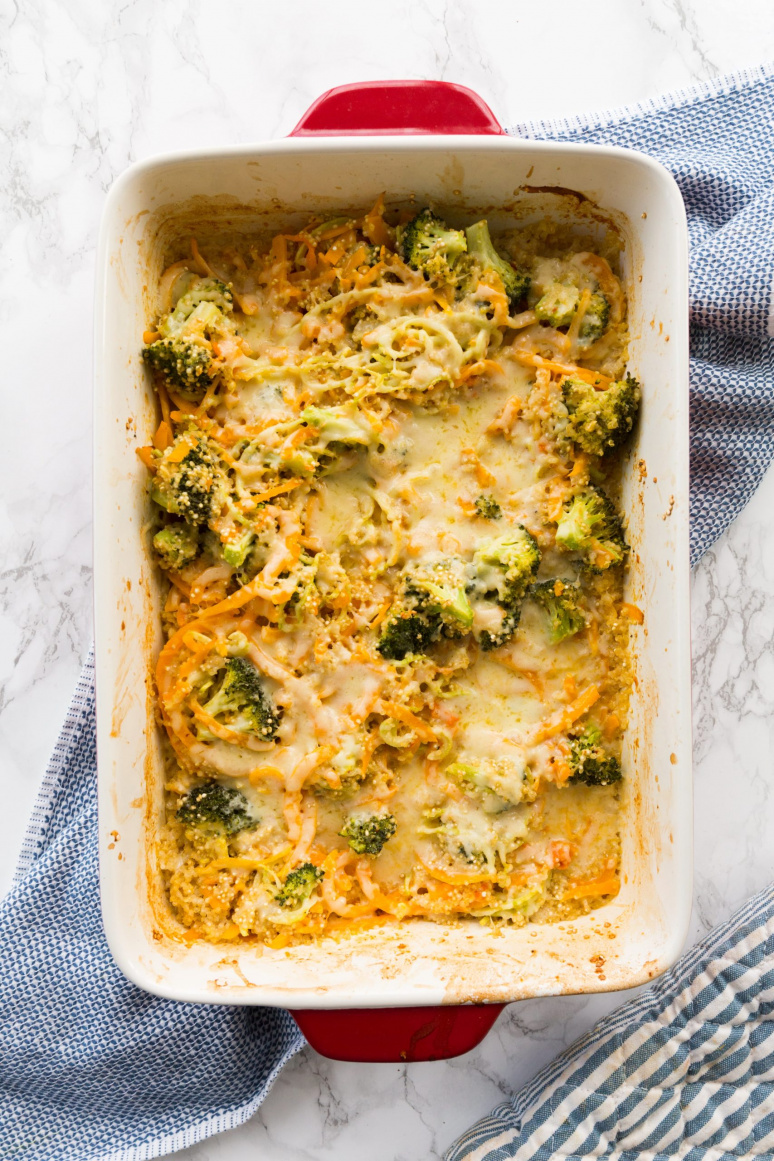 Cheesy Broccoli, Butternut Squash and Quinoa Casserole