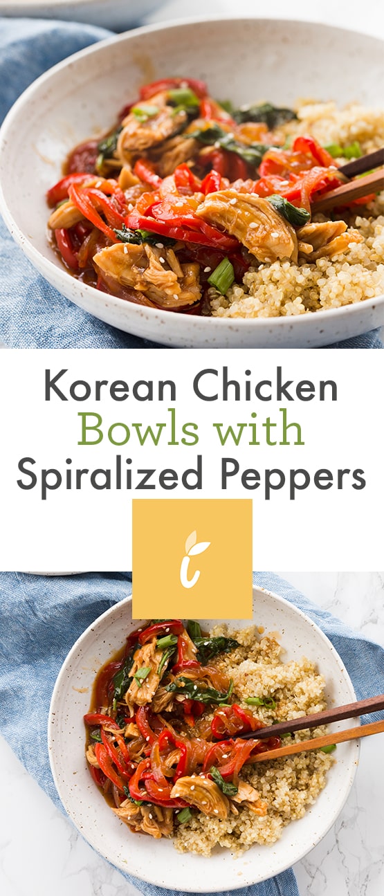 Korean Chicken Bowls with Spiralized Peppers
