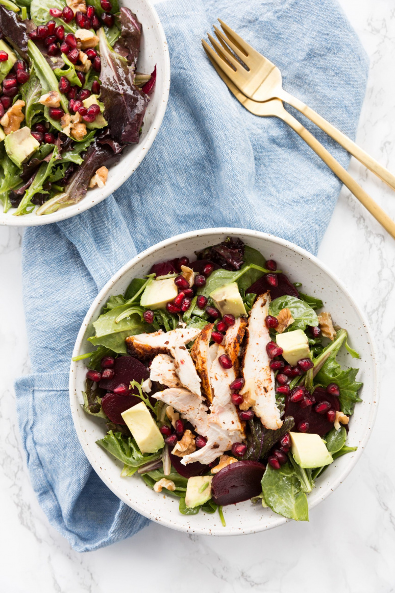 Roast Chicken and Beet Salad with Walnuts