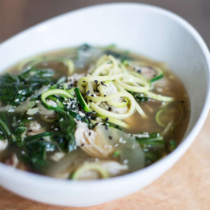 Miso Ramen Zucchini Noodle Soup with Chicken