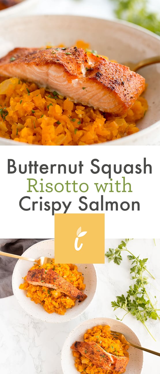 Butternut Squash Risotto with Crispy Salmon