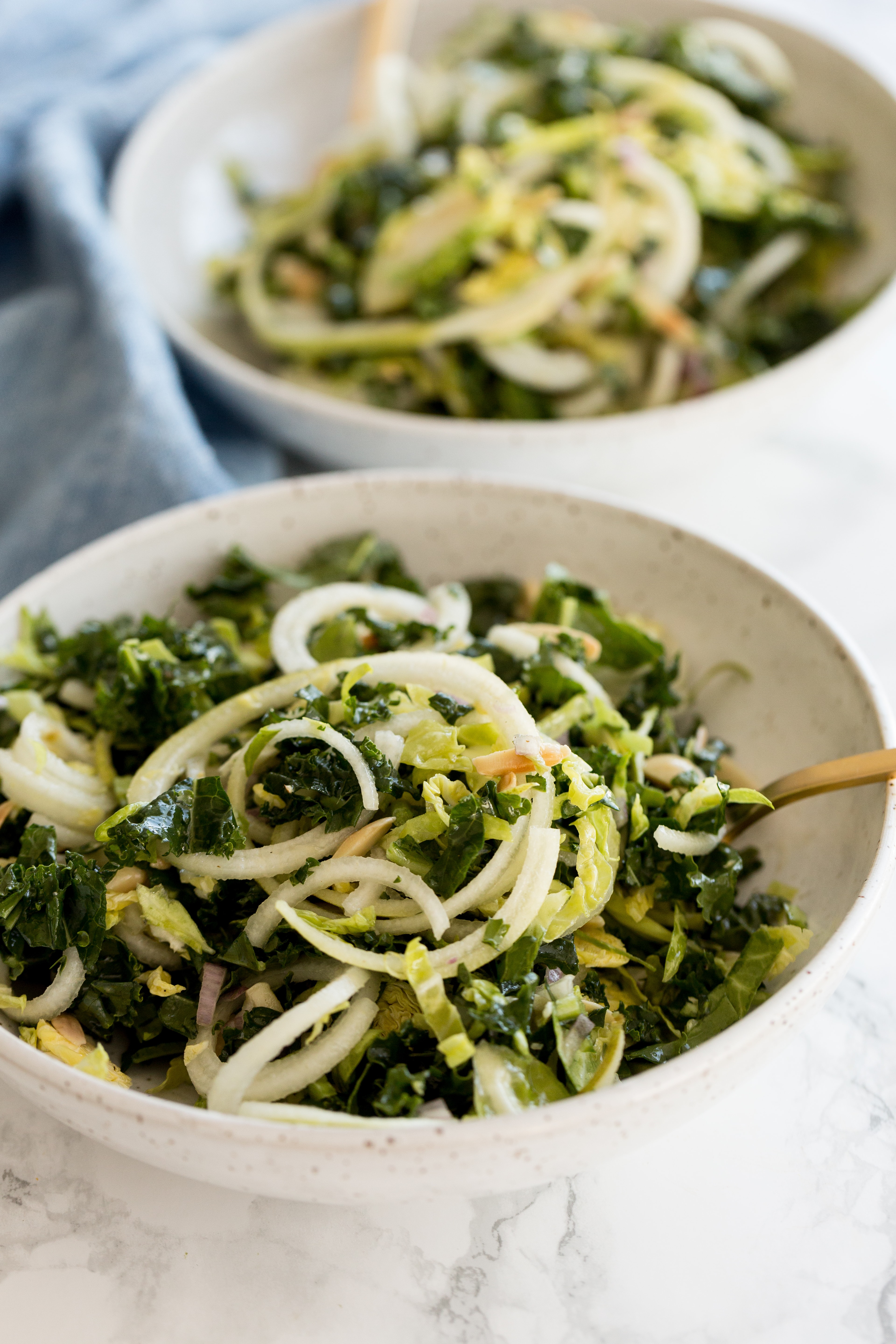 Shredded Kale, Pear and Brussels Sprouts Salad