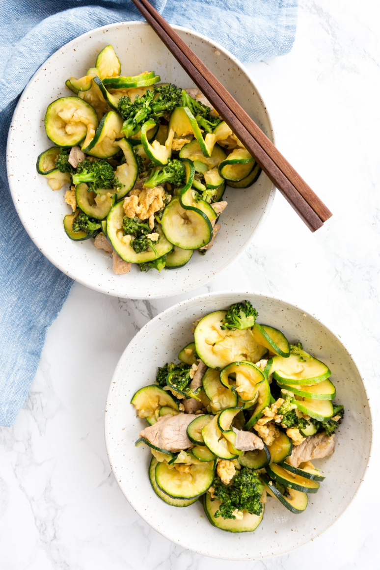 Thai Zucchini Noodles with Pork and Broccoli