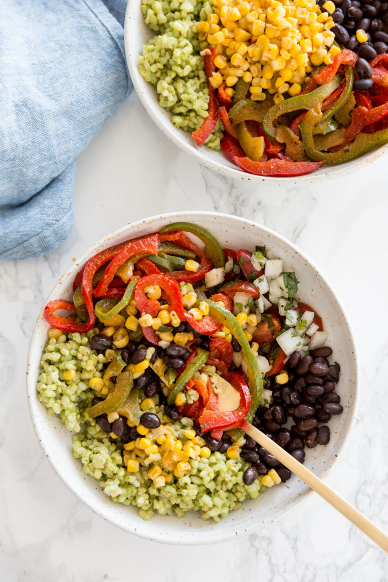 Vegan Burrito Bowls with Avocado Rice