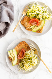 Breaded Pork Cutlets with Zucchini Noodles