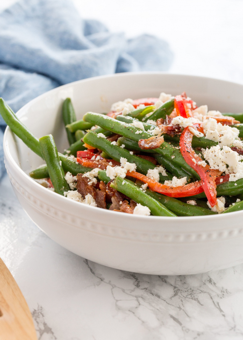 Green Bean, Bacon and Bell Pepper Salad with Feta