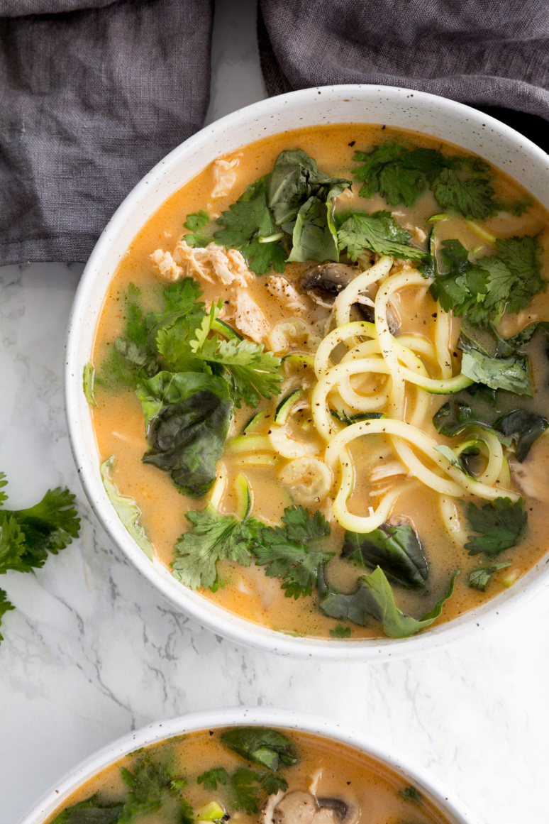 Spicy Thai Chicken Coconut Soup with Zoodles
