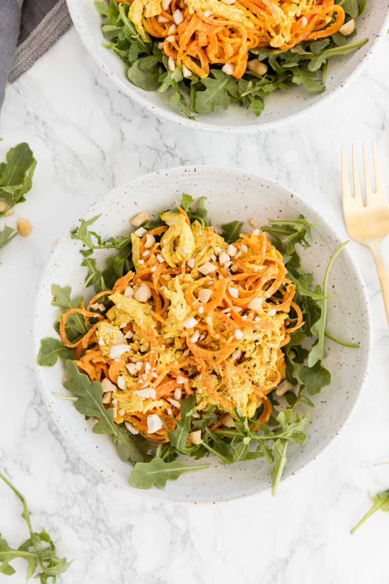 Curried Tahini Cashew Chicken and Carrot Salad