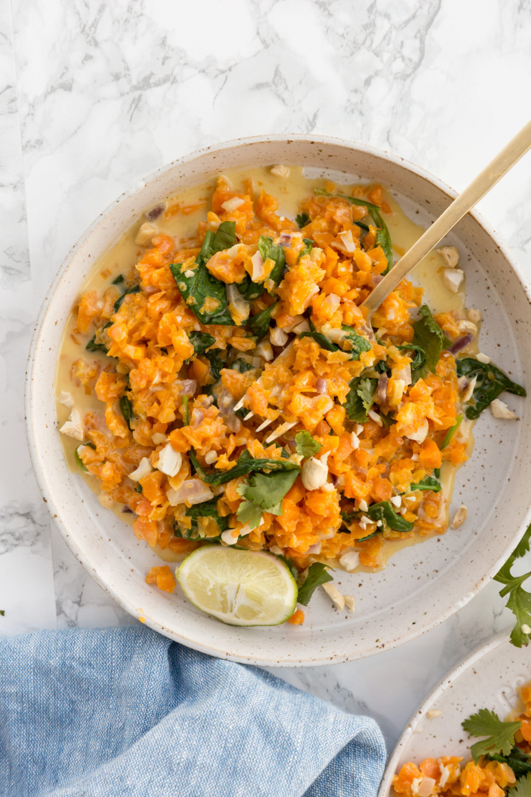 Thai Green Curry Butternut Squash Risotto with Cashews