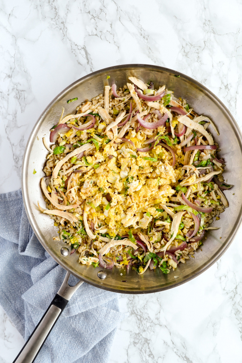 Brussels Sprouts Fried Rice with Chicken