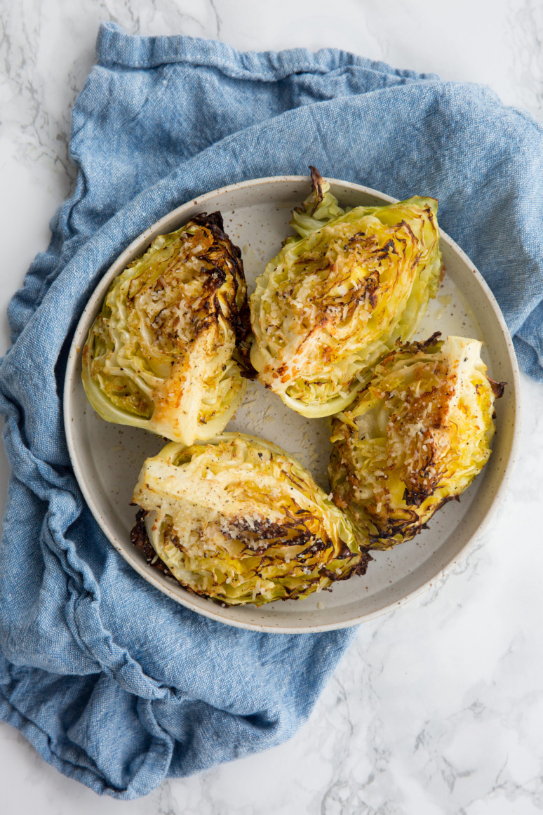 Roasted Parmesan Cabbage Wedges with Salmon