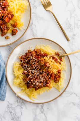 Spaghetti Squash with Lentil Bolognese
