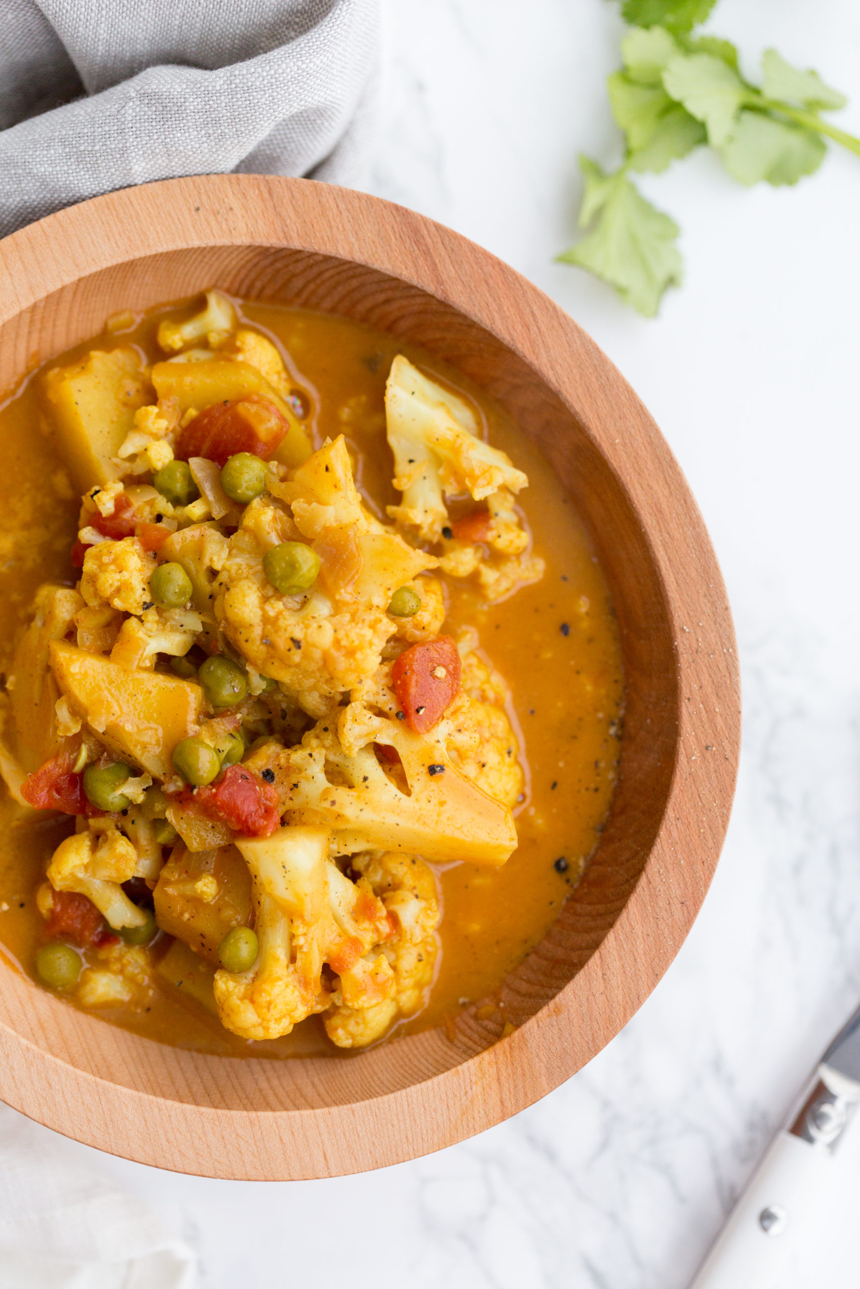 Cauliflower and Potato Curry with Peas