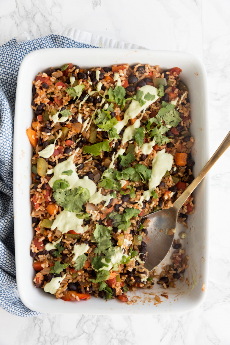 One Pan Southwestern Rice and Vegetable Bake