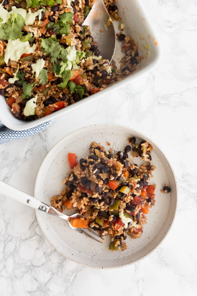 One Pan Southwestern Rice and Vegetable Bake