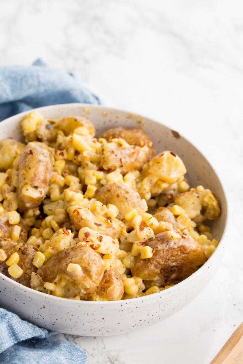 Spicy Ranch Smashed Potato and Corn Salad