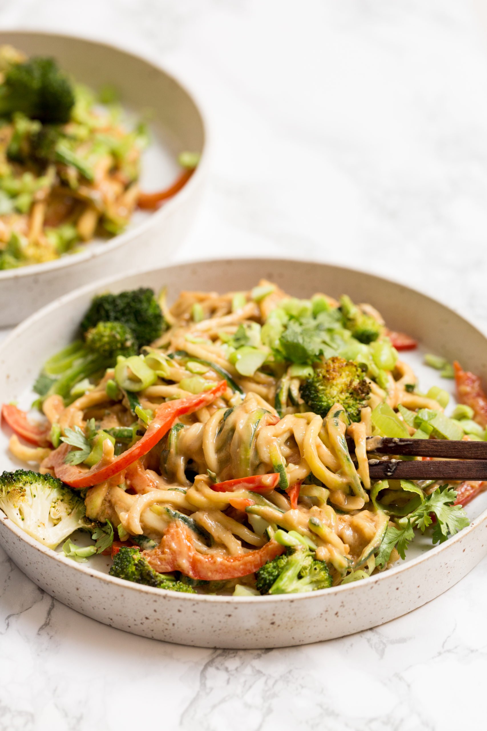 Peanut Zoodles with Grilled Broccoli
