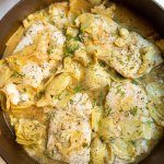 Lemon Dill Cod and Artichokes with Spiralized Potatoes