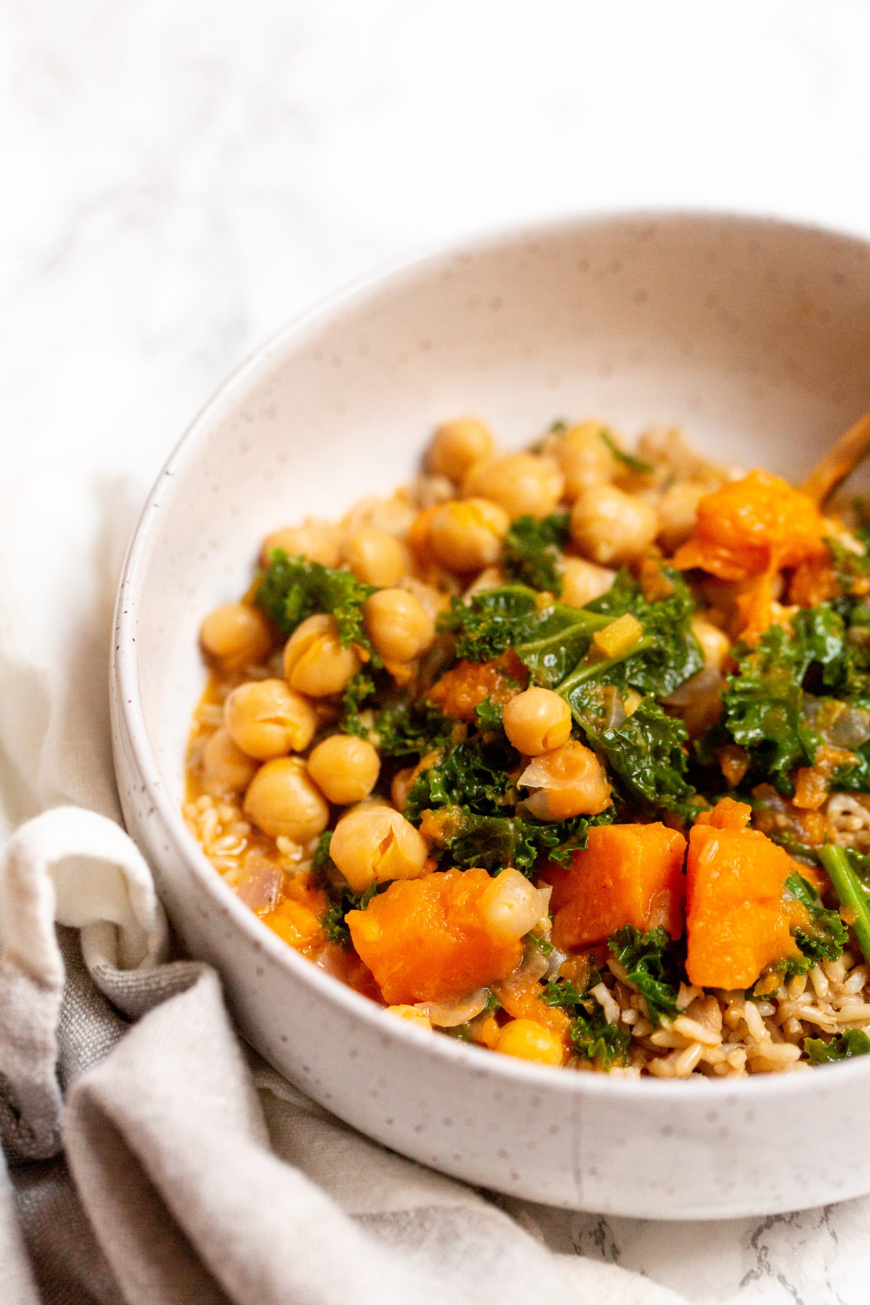 Pressure Cooker Thai Sweet Potato and Kale Chickpea Curry