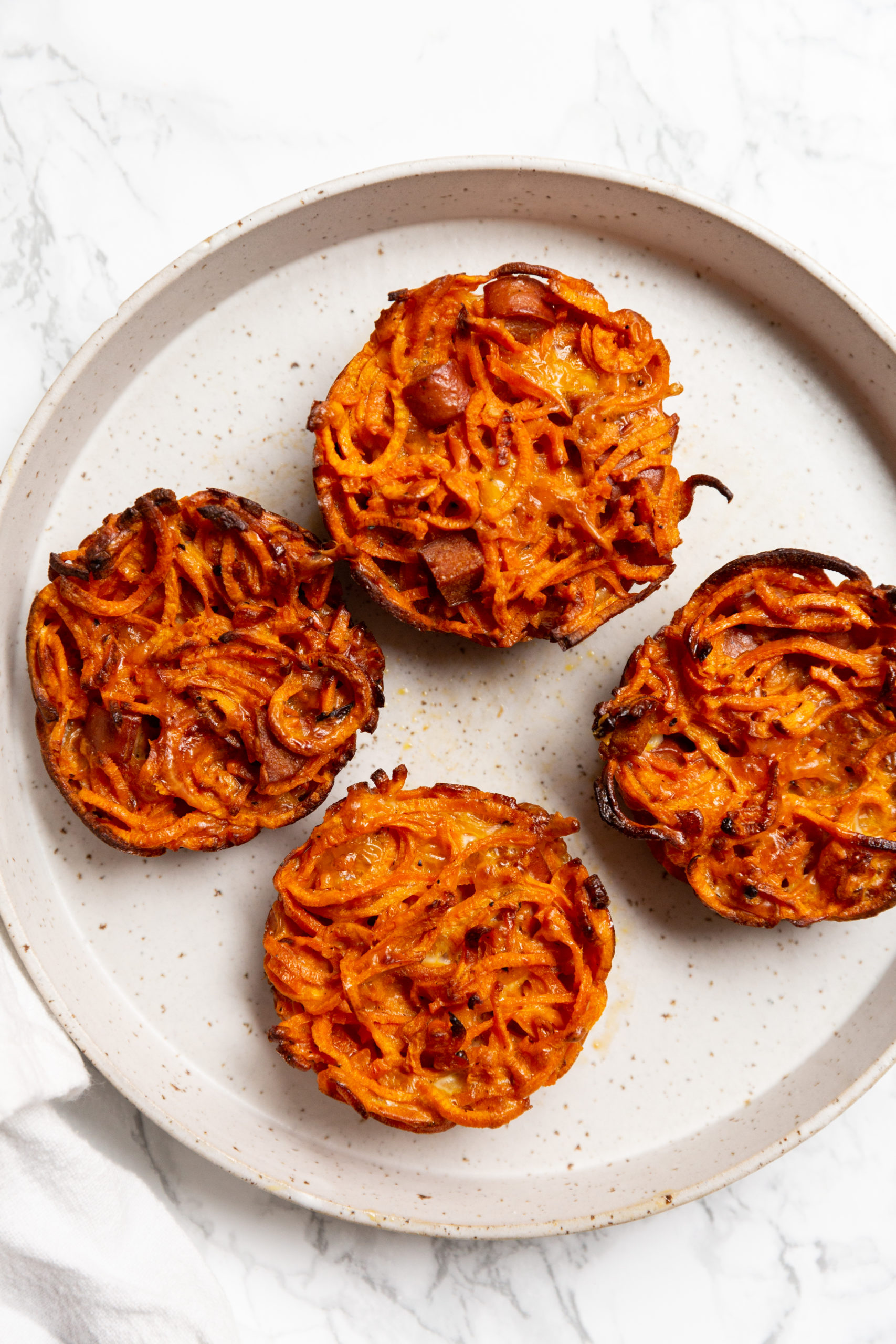 Sweet Potato Noodle Ham and Cheese Cups 
