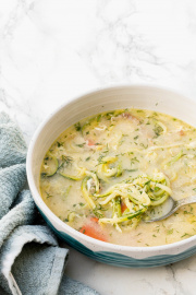 Greek Chicken Zoodle Soup with Dill