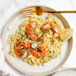 Grilled Oregano Shrimp with Lemony Dill Orzo