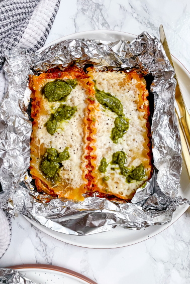 Grilled Lasagna Packets with Pesto