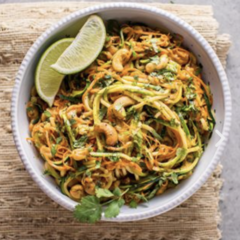 A recipe made with spiralized veggies from The Raw Outlaw.