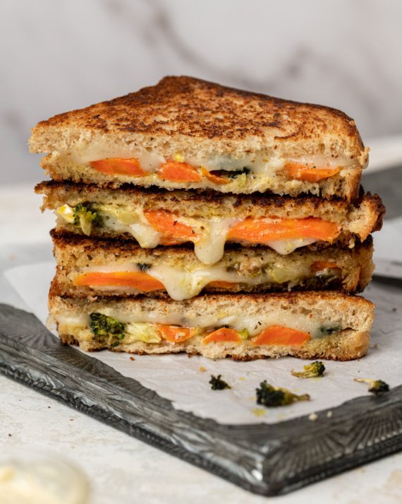 Roasted Vegetable Brie Grilled Cheese