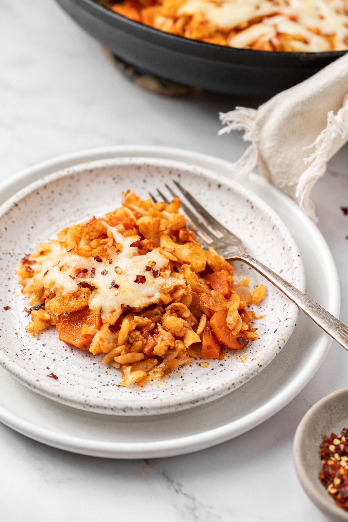 Cheesy Baked Winter Vegetable Orzo