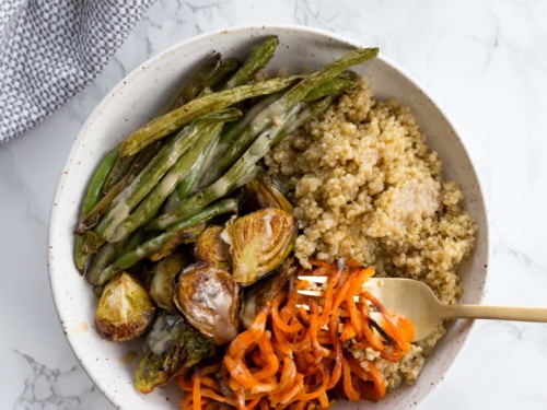 Vegetarian Roasted and Spiralized Veggie Bowls - Inspiralized